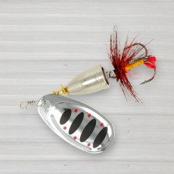 Блешня обертова ZEOX Furor № 3, 6г, колір 008 Silver-Black Dot